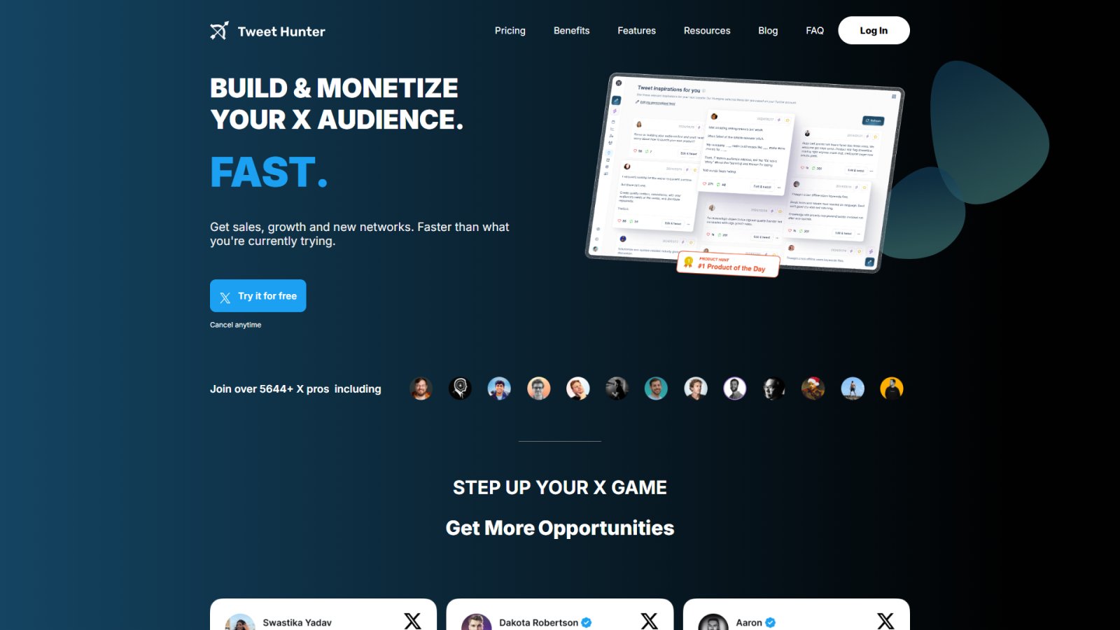 Tweet Hunter нейросеть Главная страница