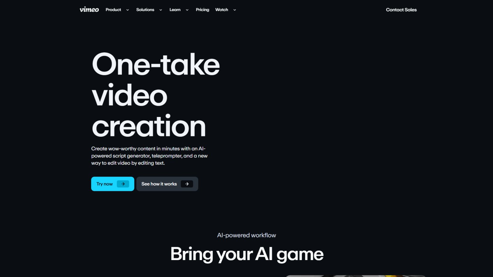 Vimeo AI нейросеть Главная страница
