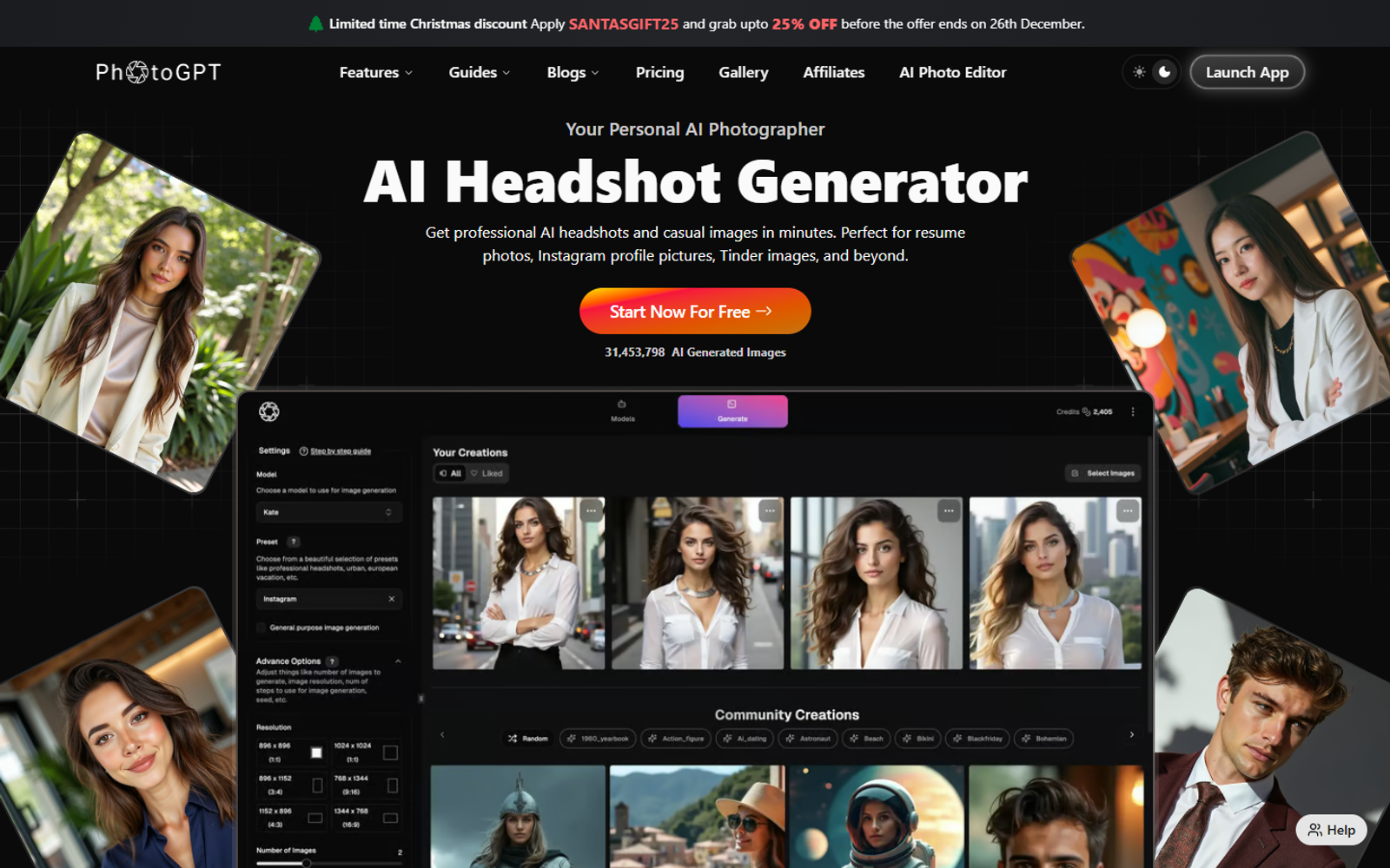 PhotoGPT AI Headshot Generator — интерфейс нейросети PhotoGPT AI Headshot Generator — интерфейс нейросети
