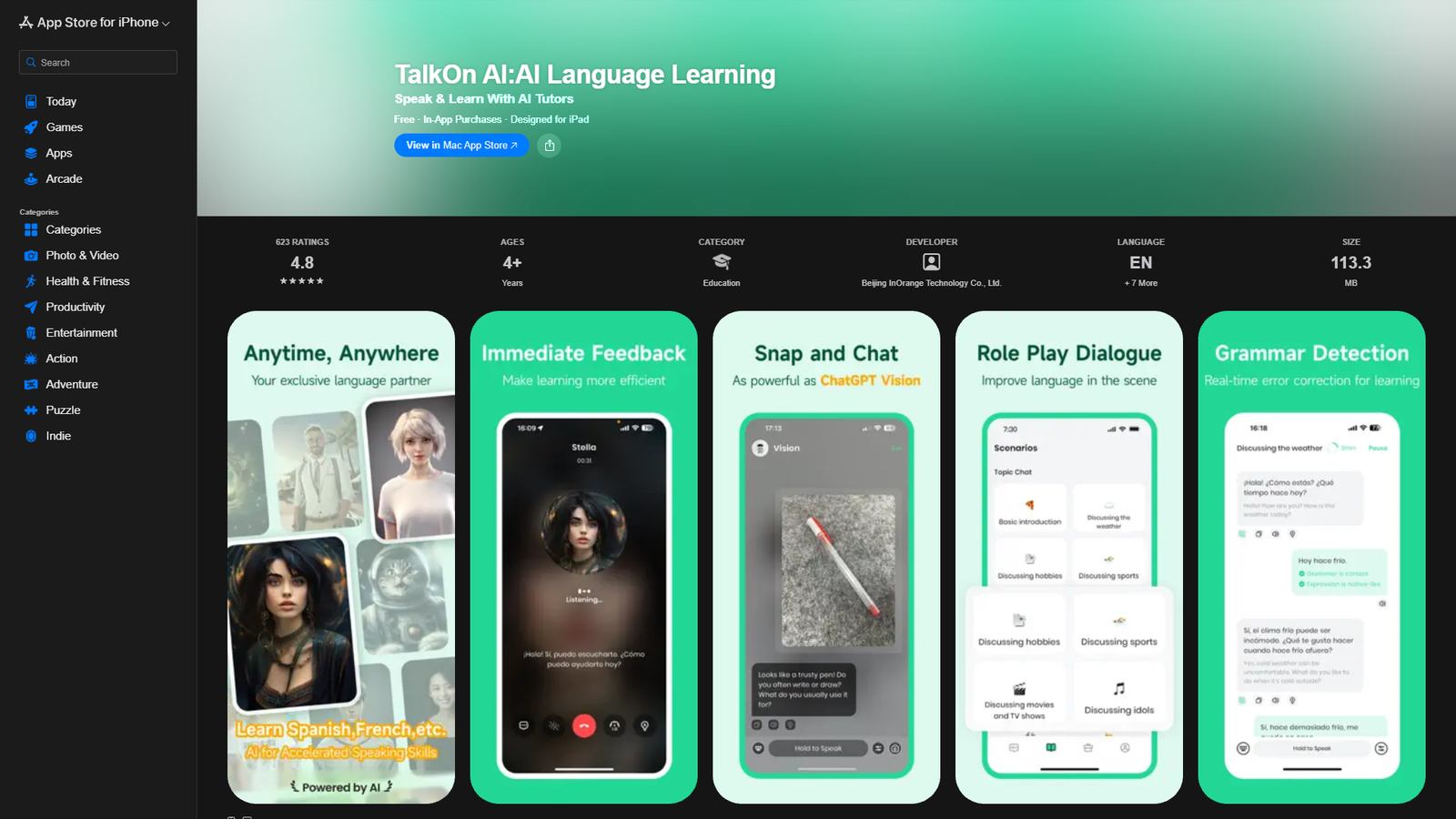 TalkOn AI AI Language Learning — интерфейс нейросети TalkOn AI AI Language Learning — интерфейс нейросети