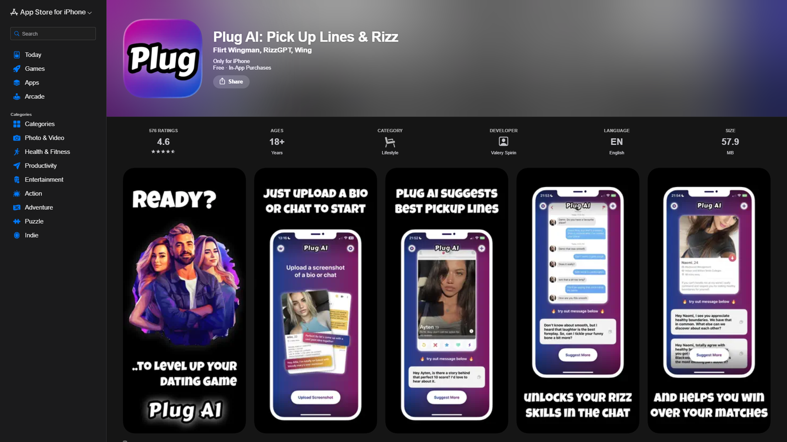 Plug AI Pick Up Lines & Rizz — интерфейс нейросети Plug AI Pick Up Lines & Rizz — интерфейс нейросети