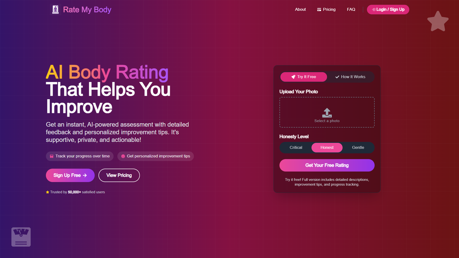 Rate My Body — интерфейс нейросети Rate My Body — интерфейс нейросети