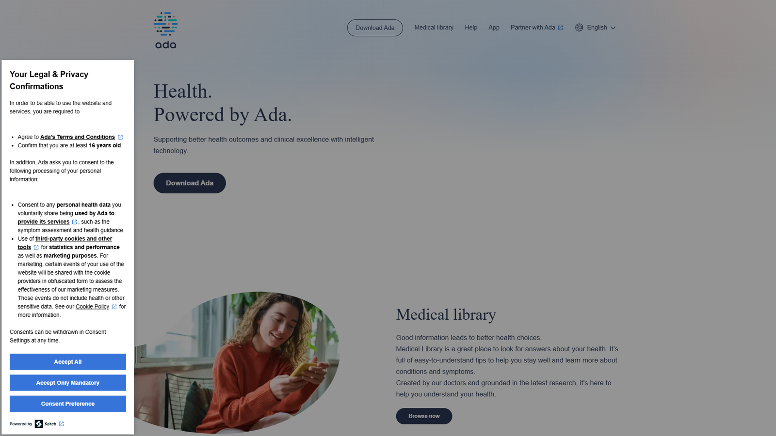 Ada Health — интерфейс нейросети Ada Health — интерфейс нейросети