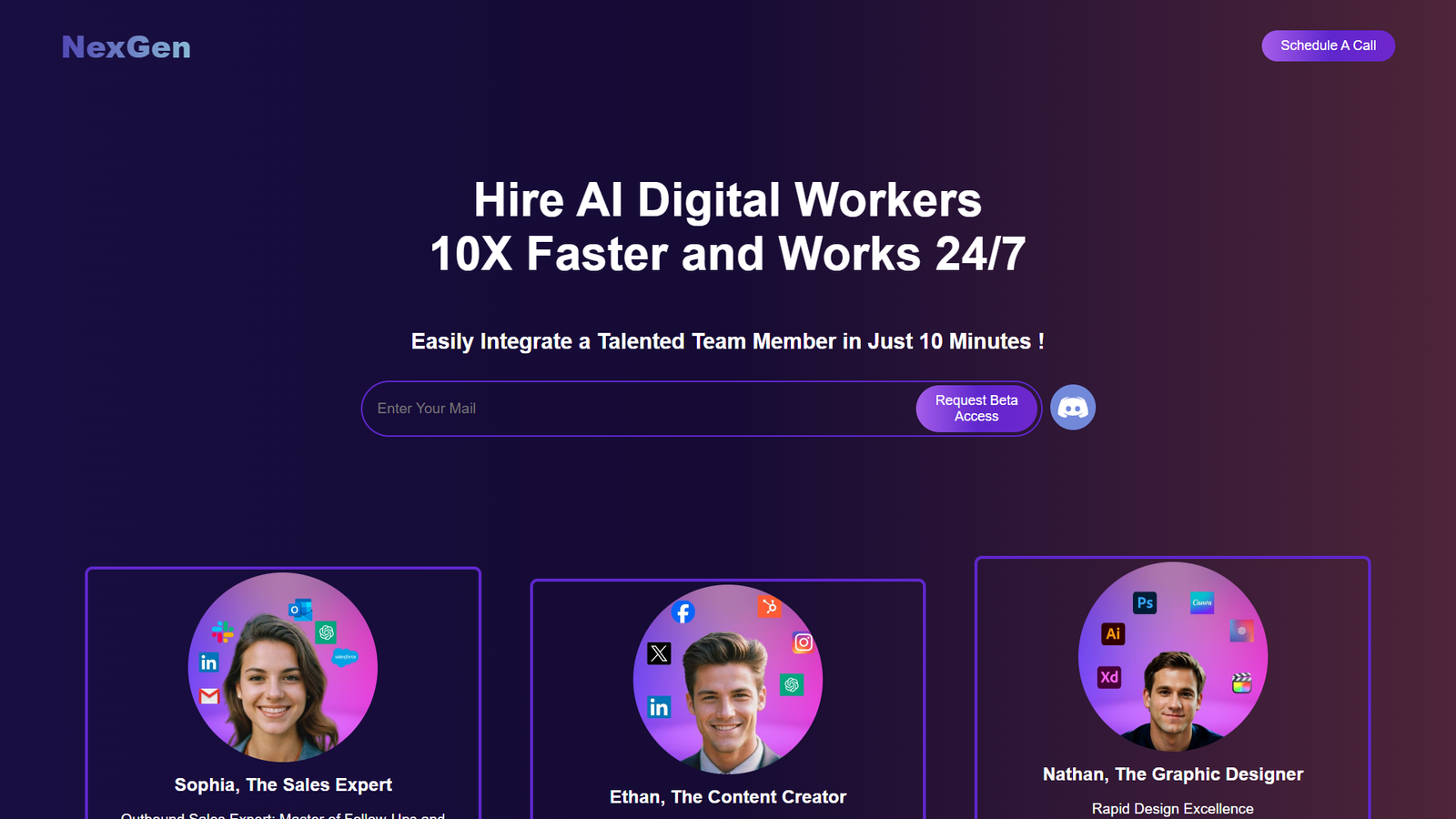 NexGen AI Digital Workers — интерфейс нейросети NexGen AI Digital Workers — интерфейс нейросети