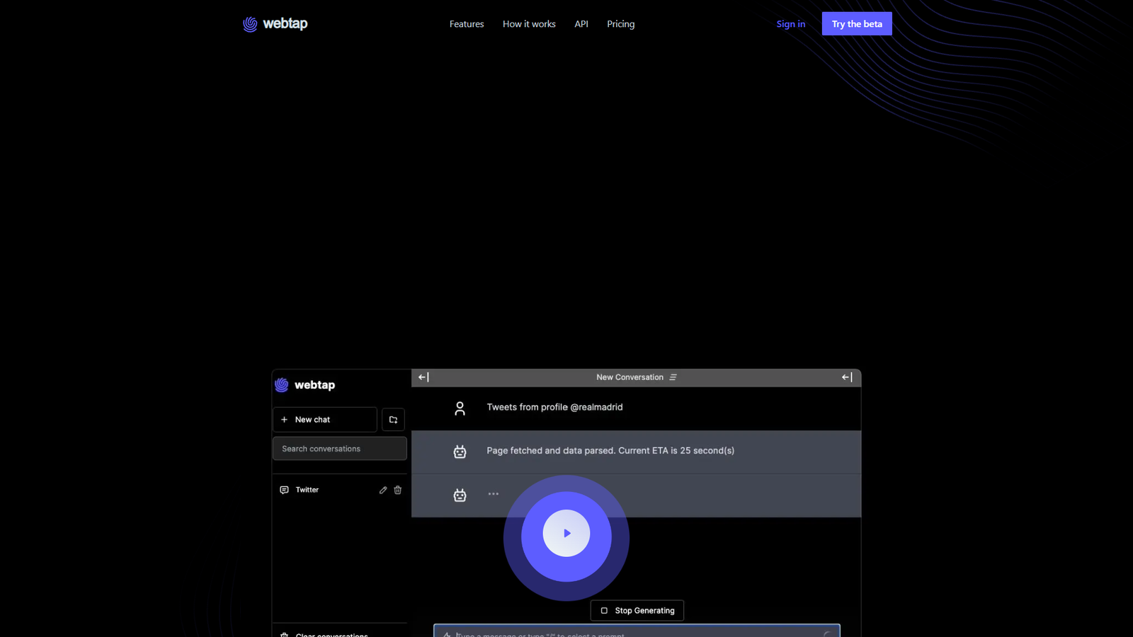 Webtap.ai — интерфейс нейросети Webtap.ai — интерфейс нейросети