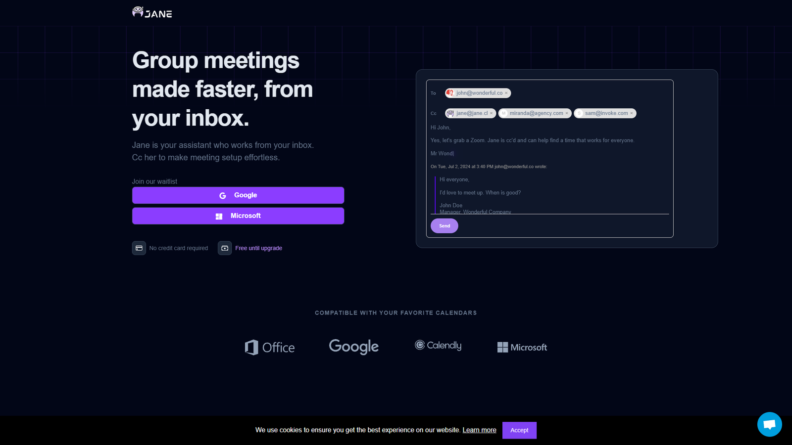 Jane Cal — AI календарный ассистент — интерфейс нейросети Jane Cal — AI календарный ассистент — интерфейс нейросети