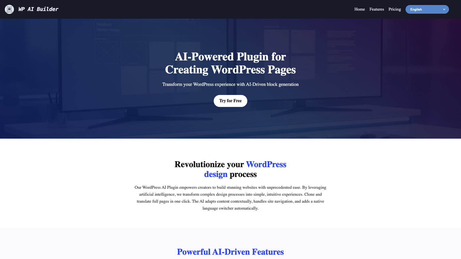 WP AI Builder — интерфейс нейросети WP AI Builder — интерфейс нейросети