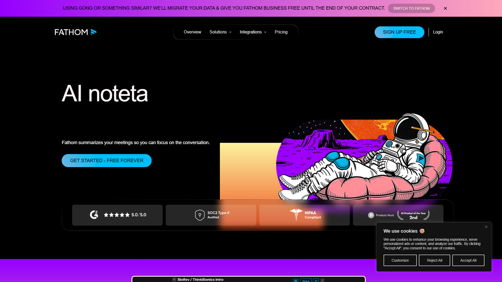 Fathom AI Notetaker — интерфейс нейросети Fathom AI Notetaker — интерфейс нейросети