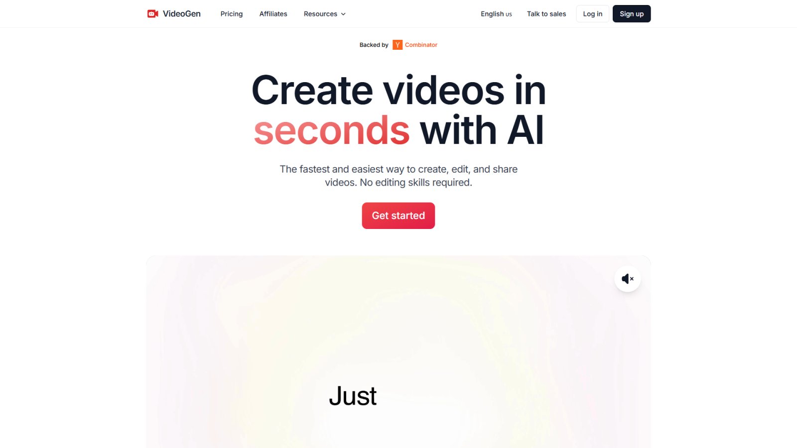 VideoGen нейросеть Главная страница