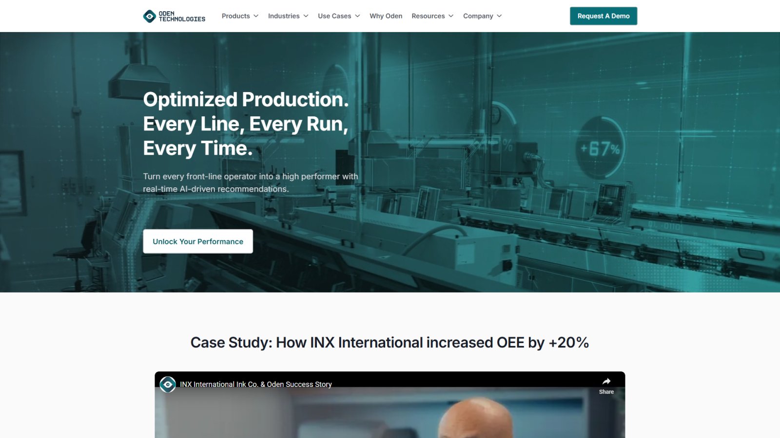 Oden Technologies нейросеть Главная страница