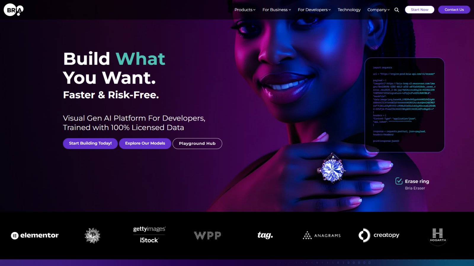 Bria нейросеть Главная страница