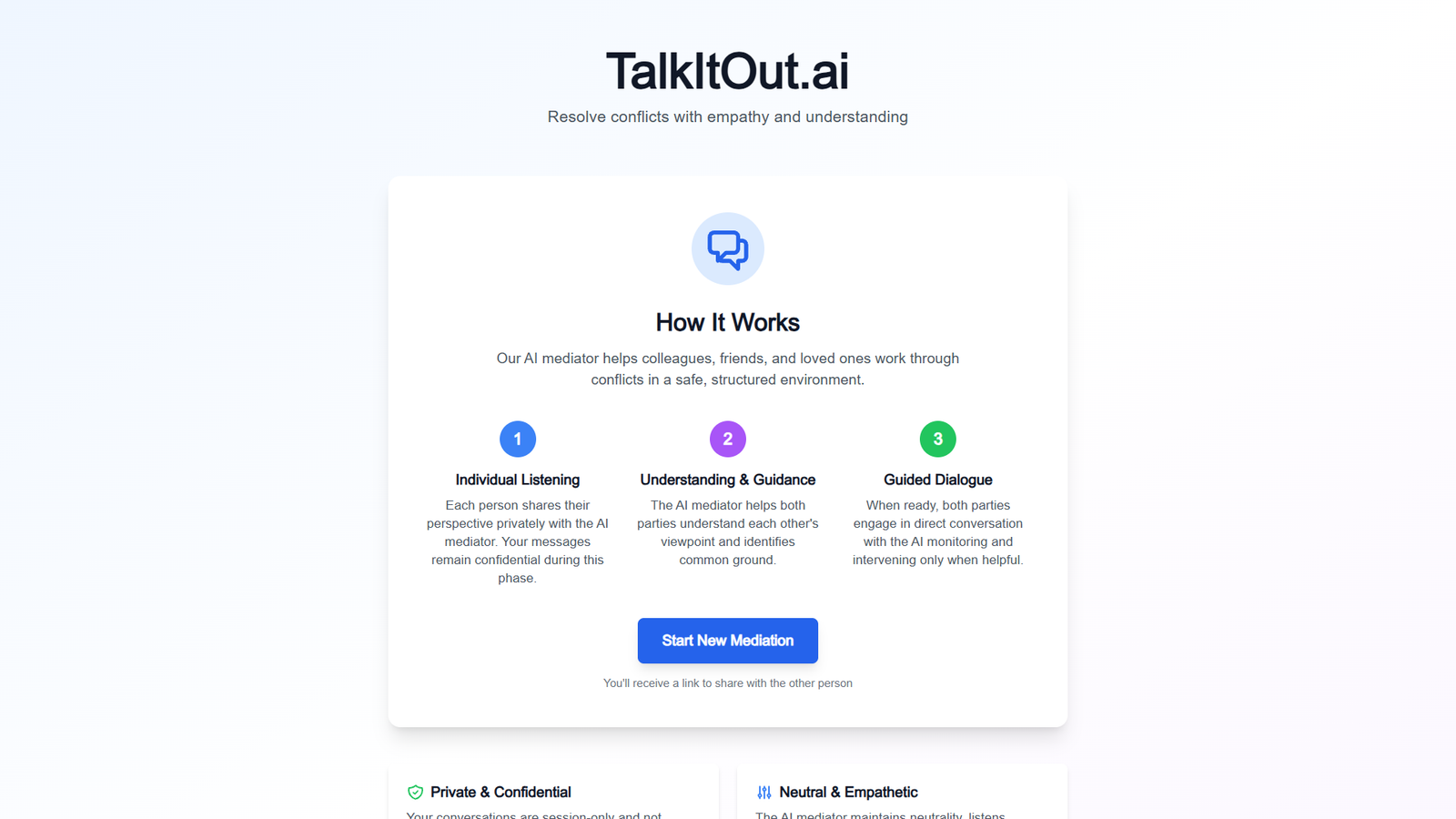 TalkItOut.ai — интерфейс нейросети TalkItOut.ai — интерфейс нейросети