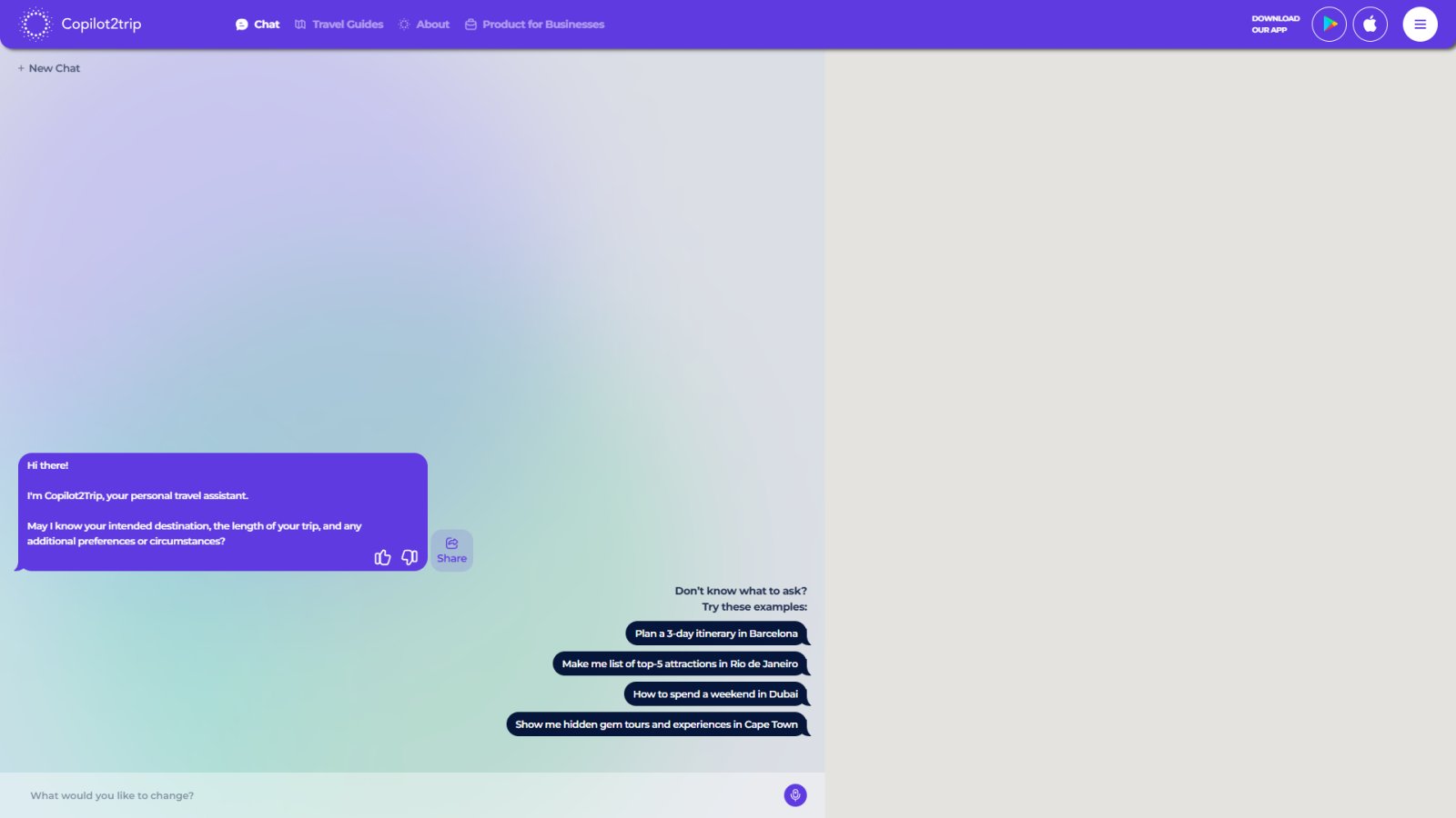 Copilot2trip нейросеть Главная страница