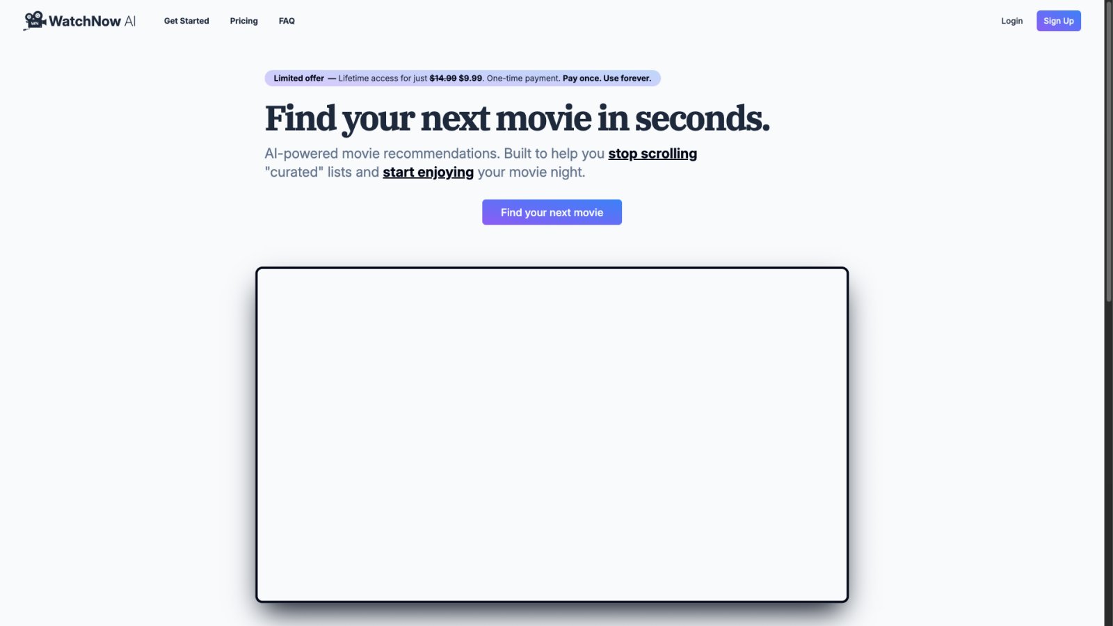 WatchNow AI нейросеть Главная страница