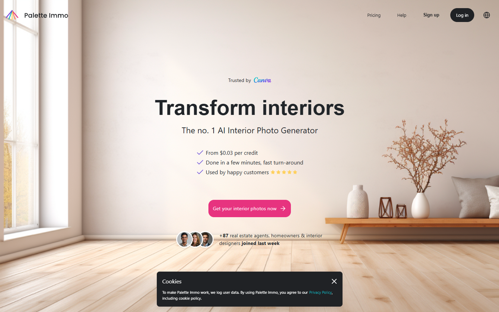 Palette Immo — интерфейс нейросети Palette Immo — интерфейс нейросети