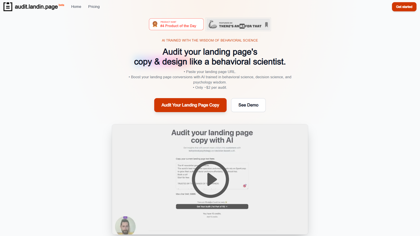 Landing Page Copy Audit — интерфейс нейросети Landing Page Copy Audit — интерфейс нейросети