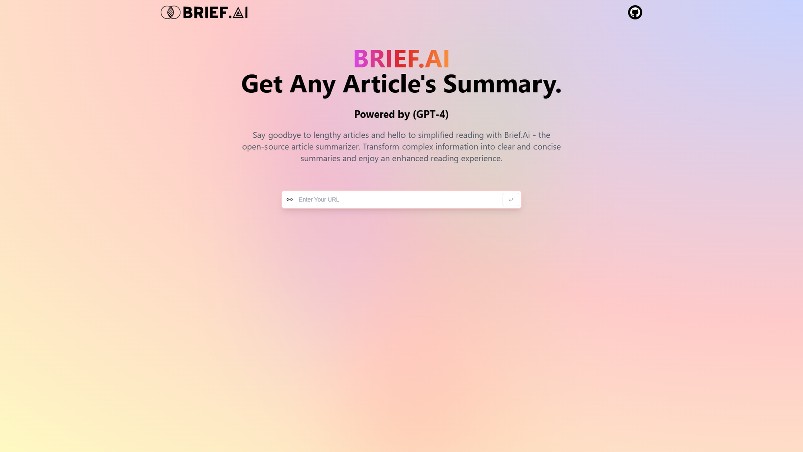 Brief.AI — Article Summarizer — интерфейс нейросети Brief.AI — Article Summarizer — интерфейс нейросети