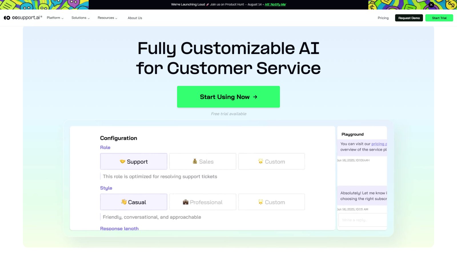 CoSupport AI нейросеть Главная страница