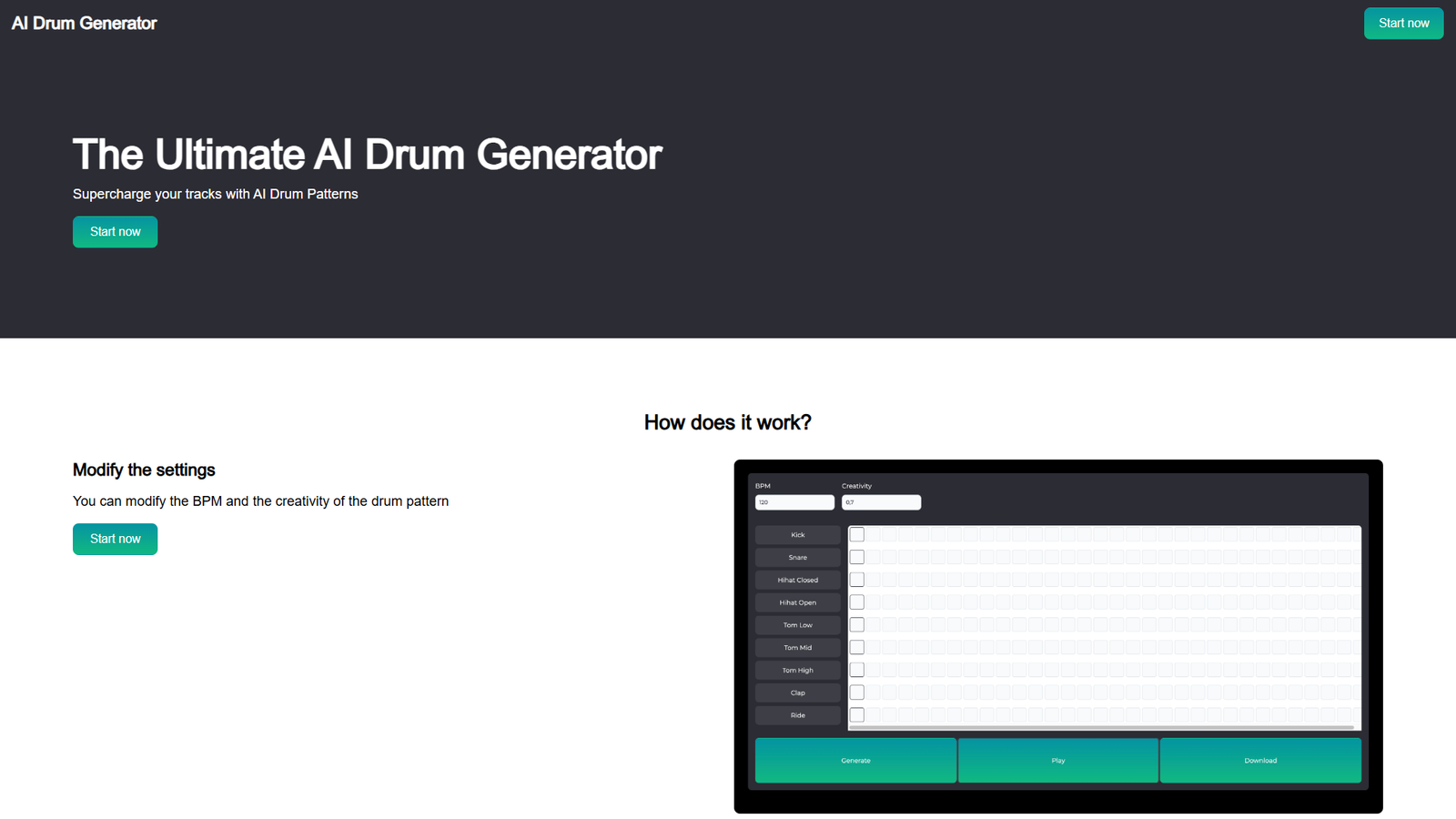 AI Drum Generator — интерфейс нейросети AI Drum Generator — интерфейс нейросети