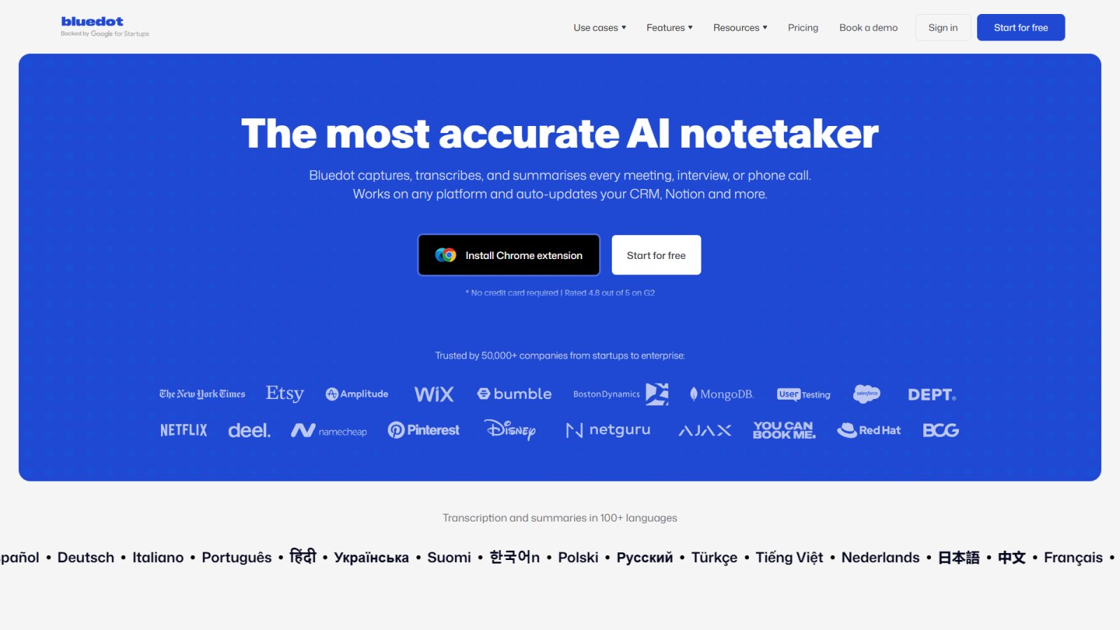 Bluedot нейросеть Главная страница