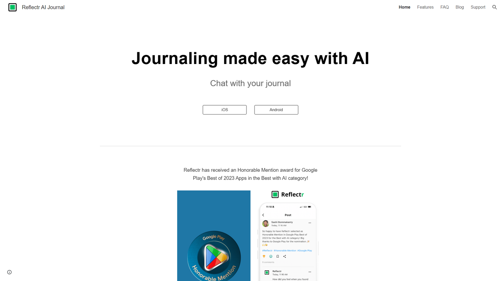 Reflectr AI Journal — интерфейс нейросети Reflectr AI Journal — интерфейс нейросети