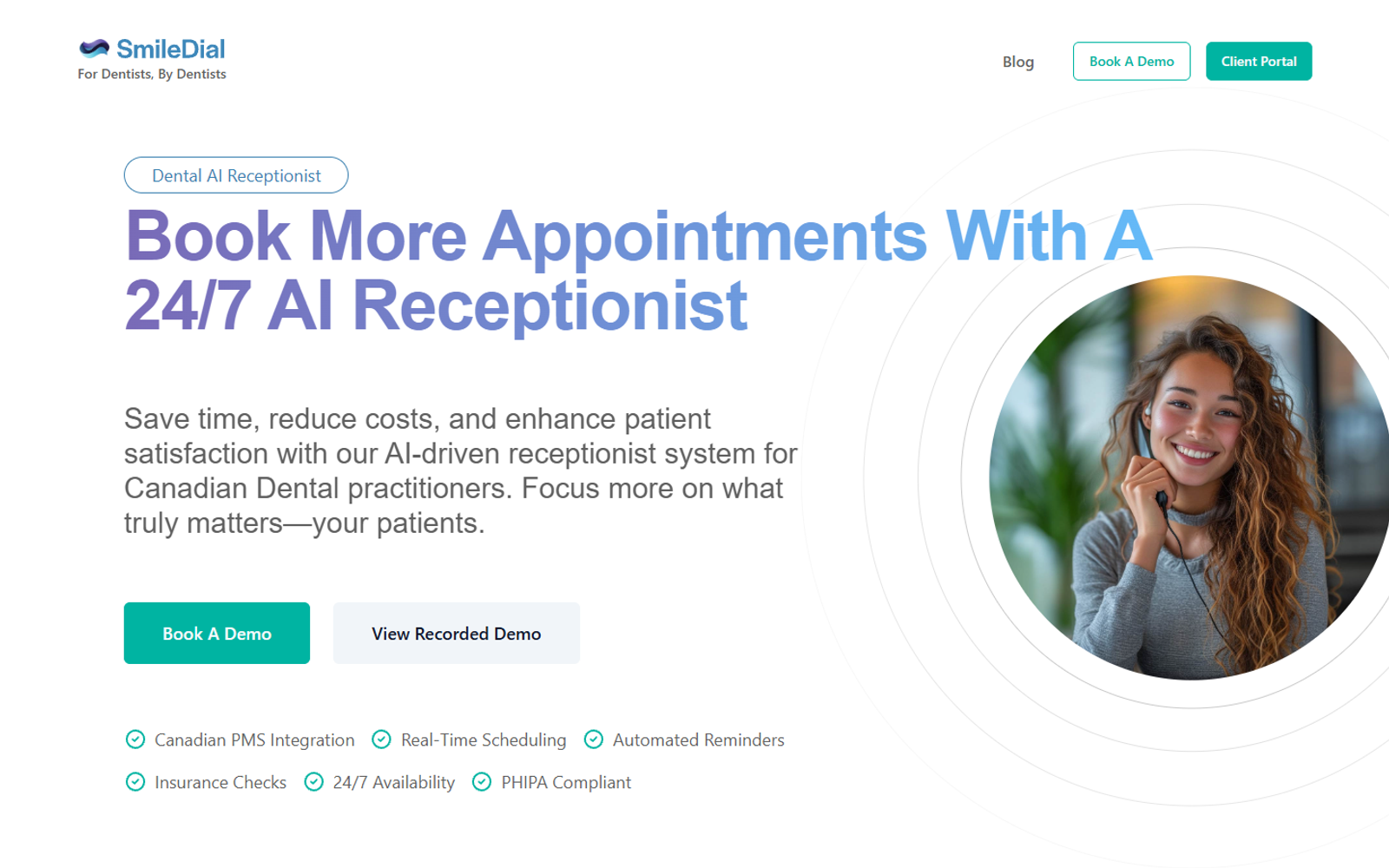 SmileDial — Dental AI Receptionist — интерфейс нейросети SmileDial — Dental AI Receptionist — интерфейс нейросети