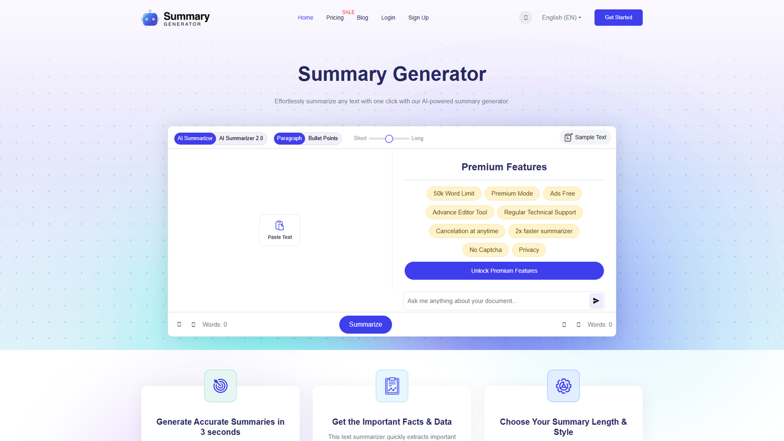 Ai Summary Generator — интерфейс нейросети Ai Summary Generator — интерфейс нейросети