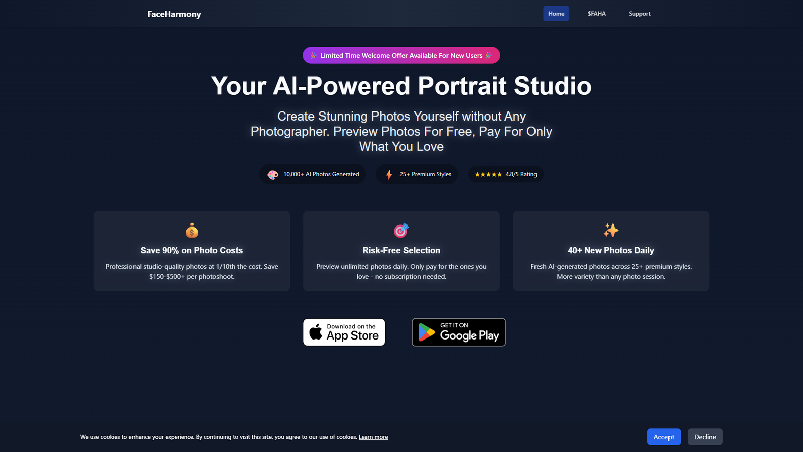 FaceHarmony — AI Portrait Studio — интерфейс нейросети FaceHarmony — AI Portrait Studio — интерфейс нейросети