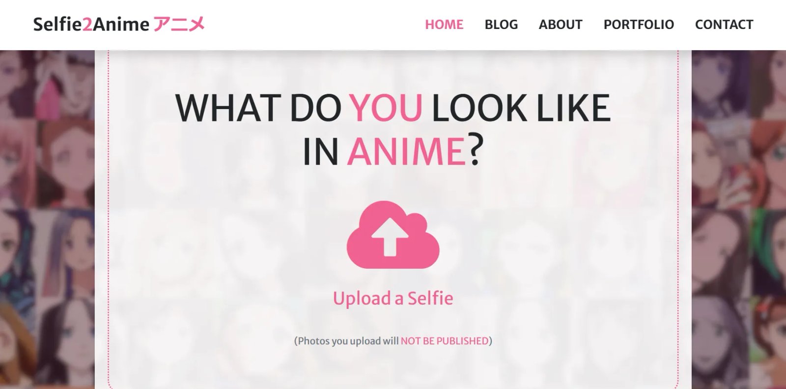 Selfie2Anime Главная страница