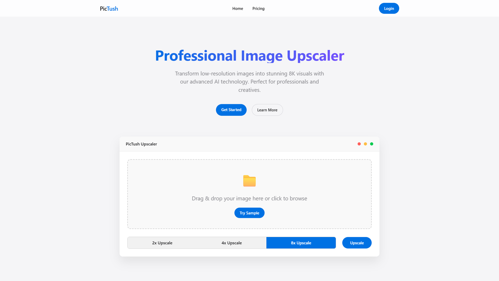 PicTush AI Image Upscaler — интерфейс нейросети PicTush AI Image Upscaler — интерфейс нейросети