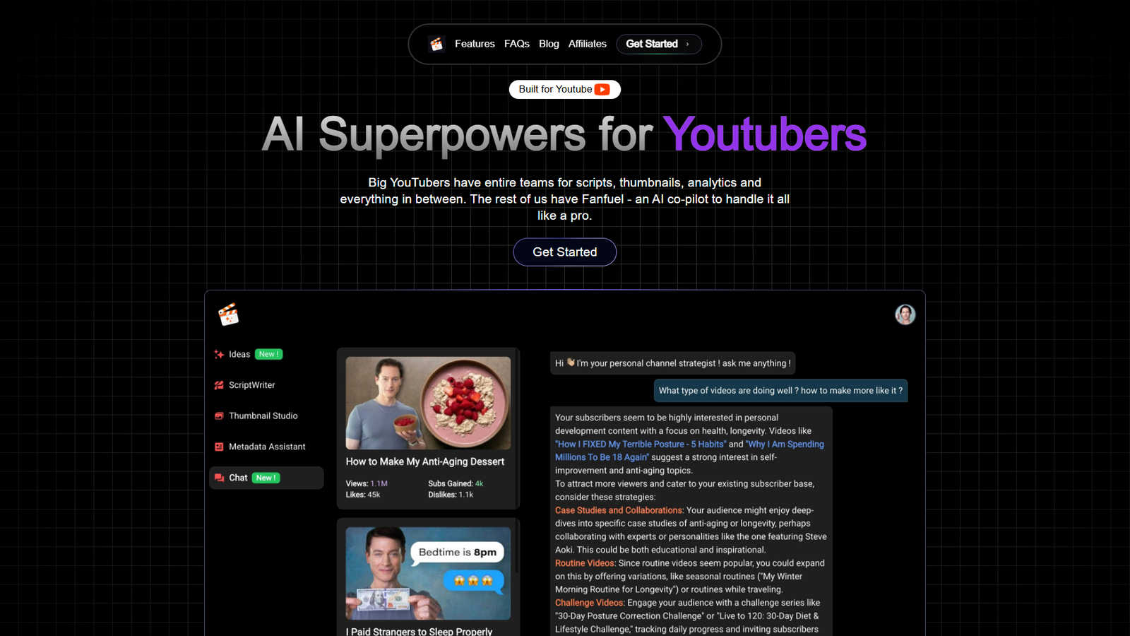 Fanfuel — интерфейс нейросети Fanfuel — интерфейс нейросети