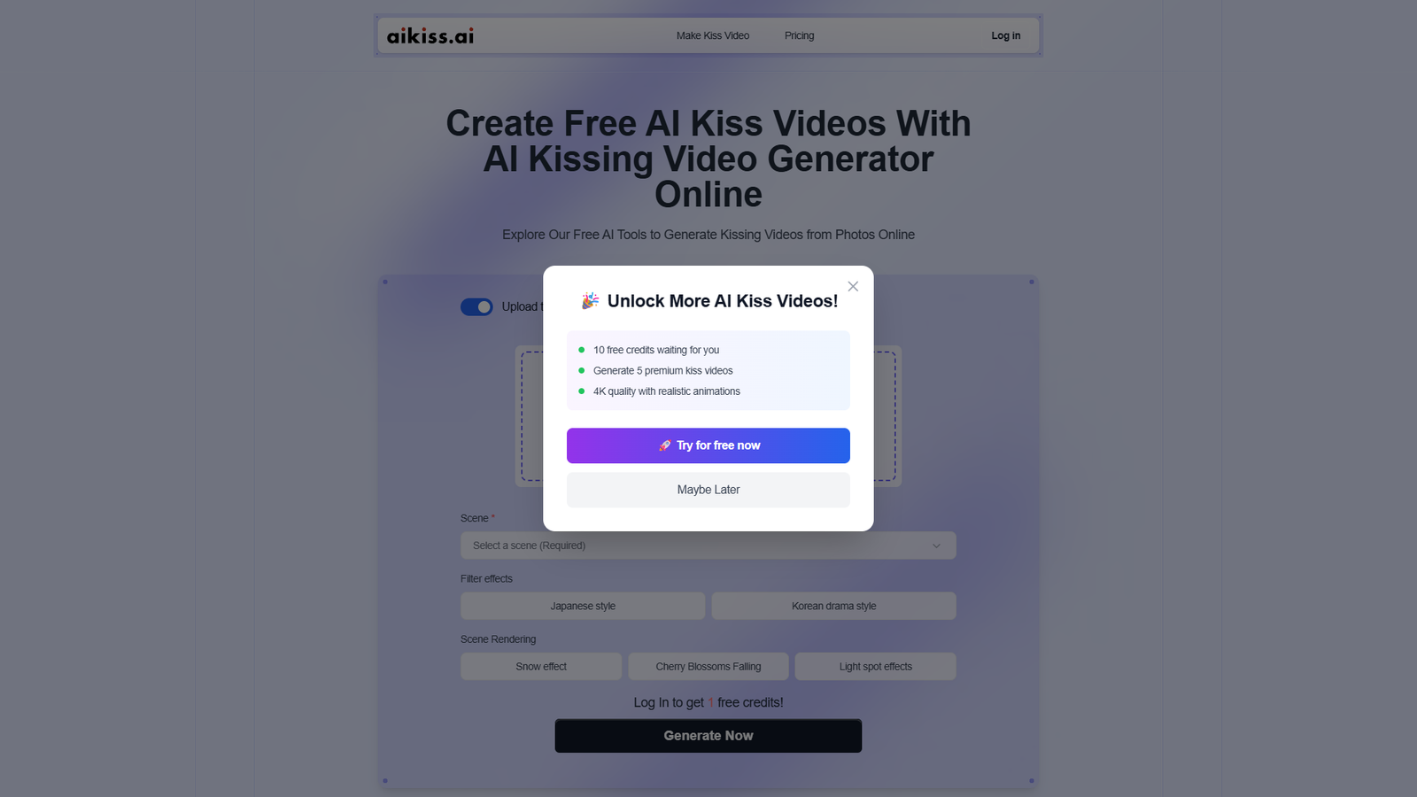 AI Kiss Video Generator (Aikiss) — интерфейс нейросети AI Kiss Video Generator (Aikiss) — интерфейс нейросети
