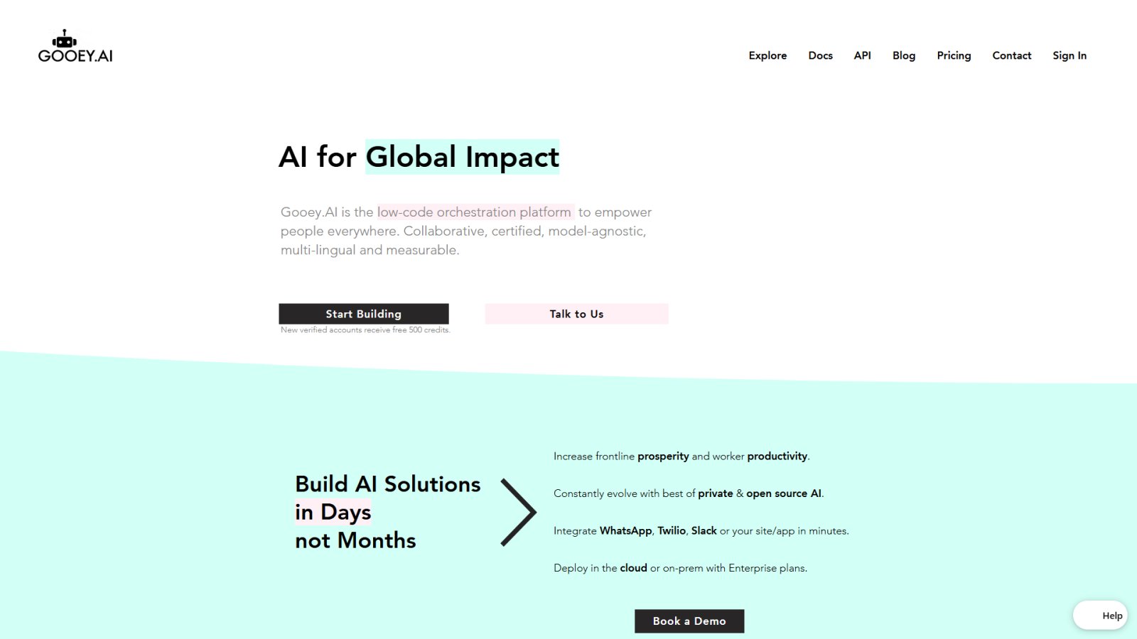 Gooey.AI нейросеть Главная страница