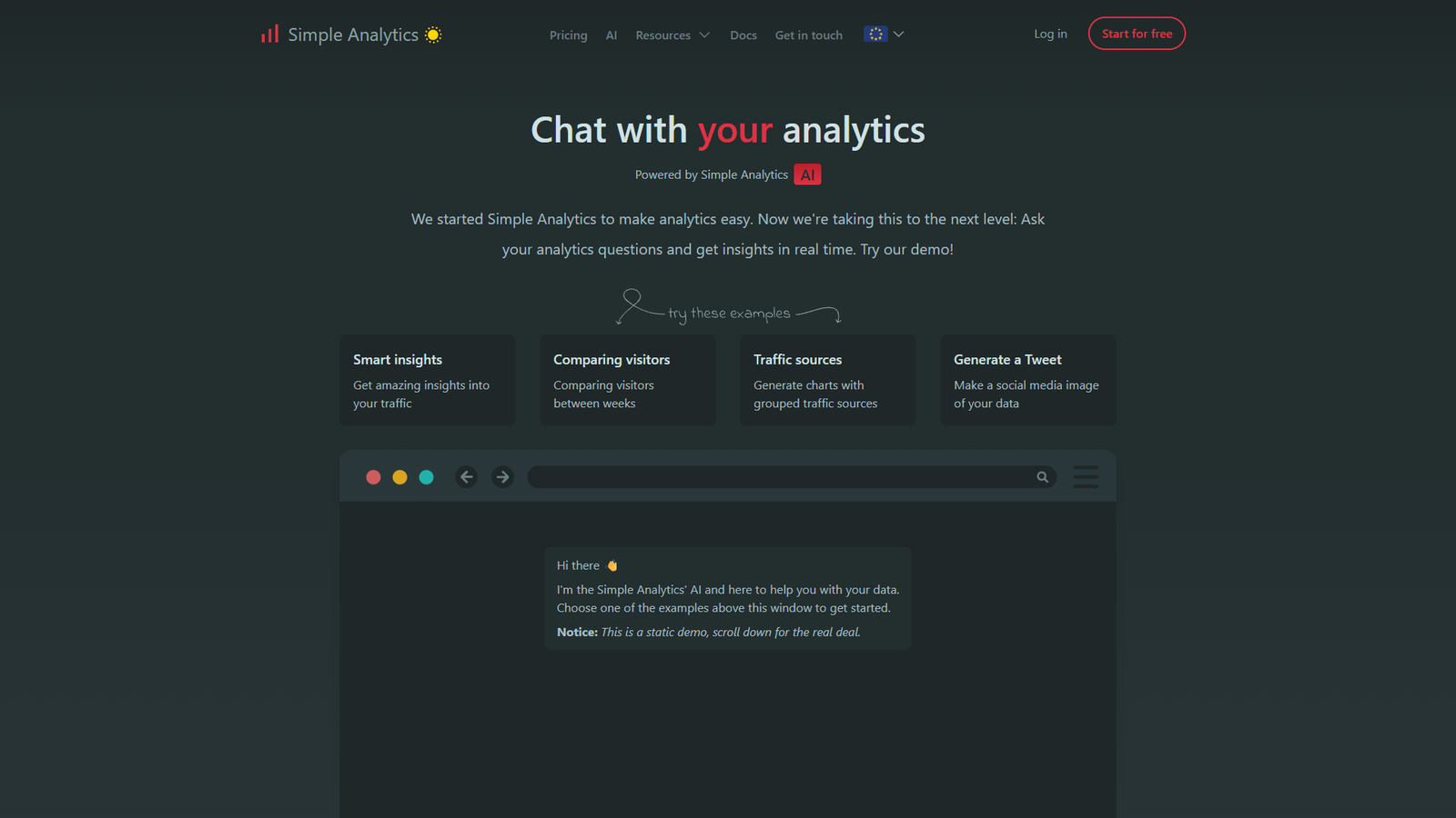 Simple Analytics AI — интерфейс нейросети Simple Analytics AI — интерфейс нейросети