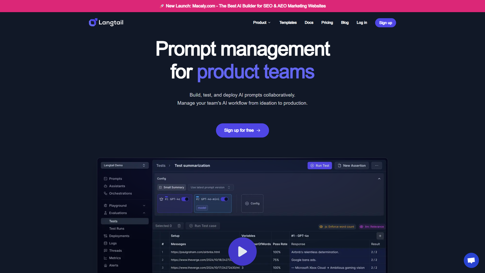 Langtail — интерфейс нейросети Langtail — интерфейс нейросети
