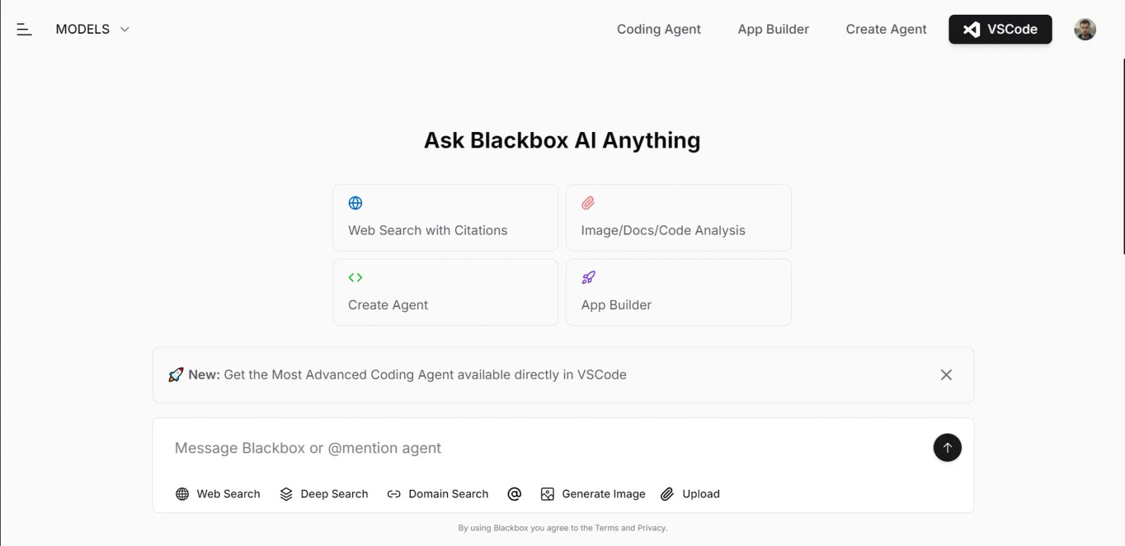 Blackbox AI Home Page Blackbox AI Home Page