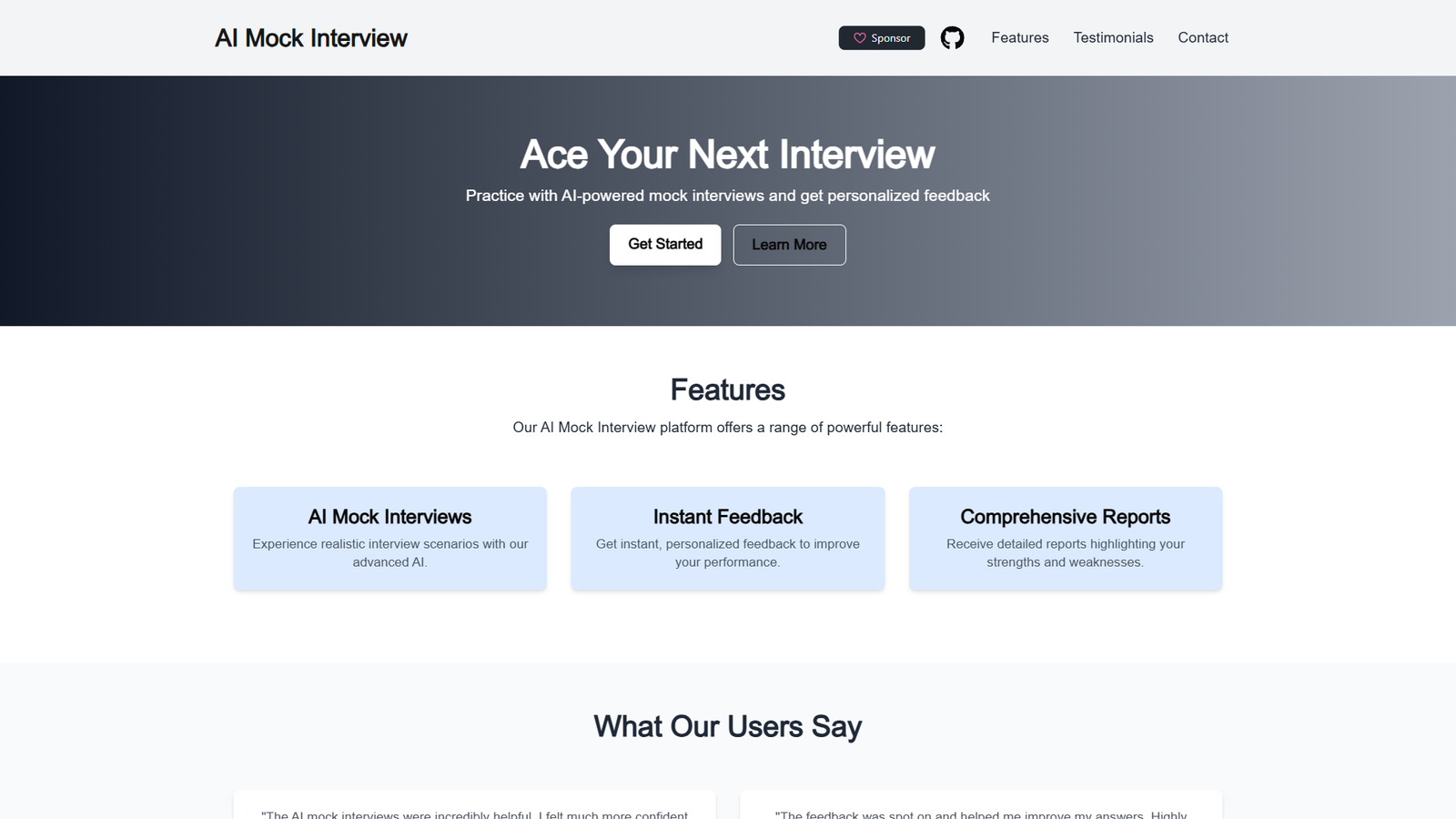 AI Mock Interview — интерфейс нейросети AI Mock Interview — интерфейс нейросети