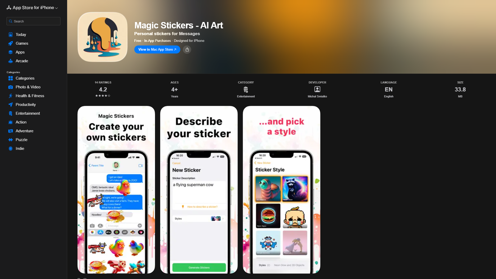 Magic Stickers - AI Art — интерфейс нейросети Magic Stickers - AI Art — интерфейс нейросети