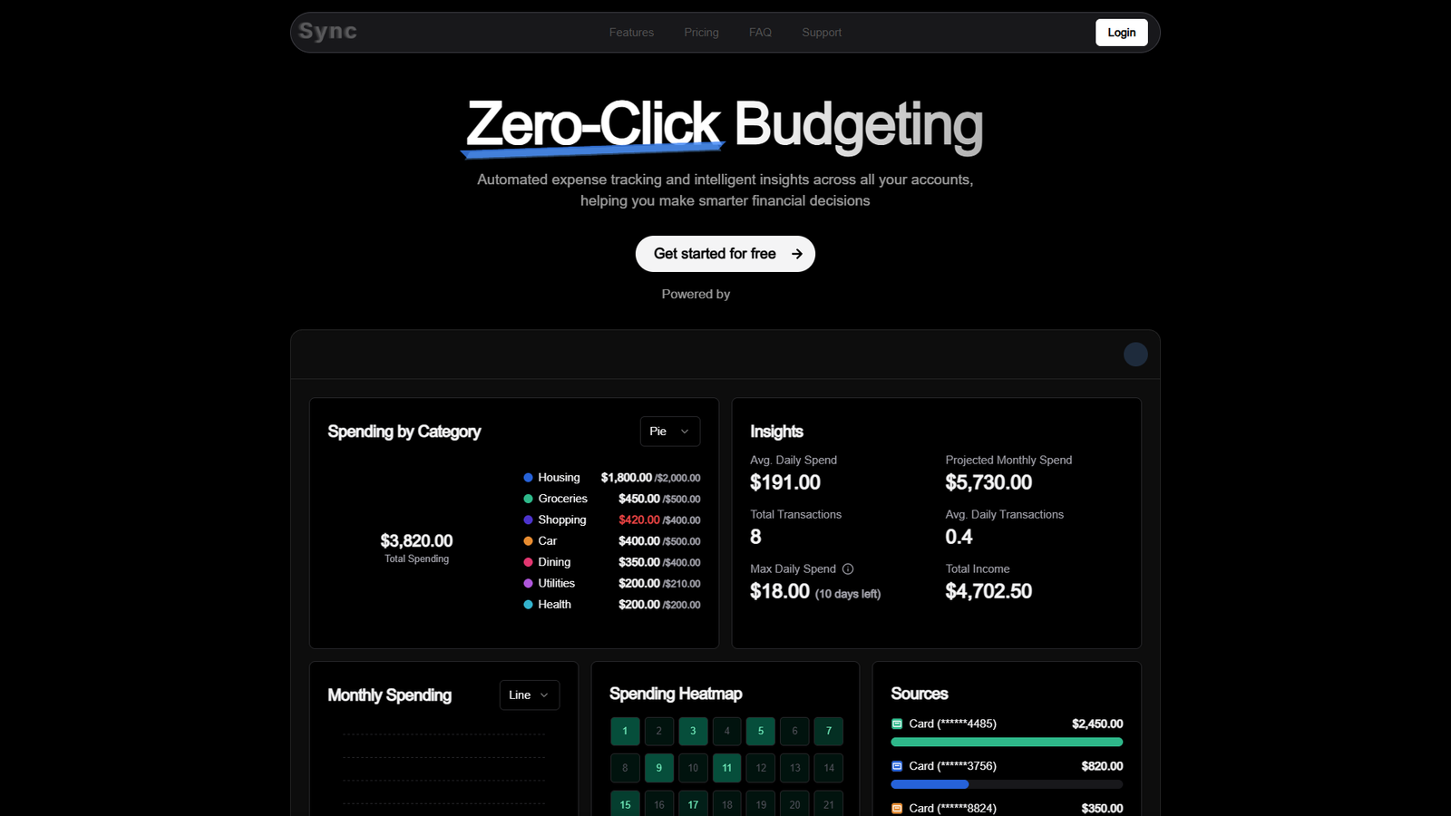 Sync — Zero-Click Budgeting — интерфейс нейросети Sync — Zero-Click Budgeting — интерфейс нейросети