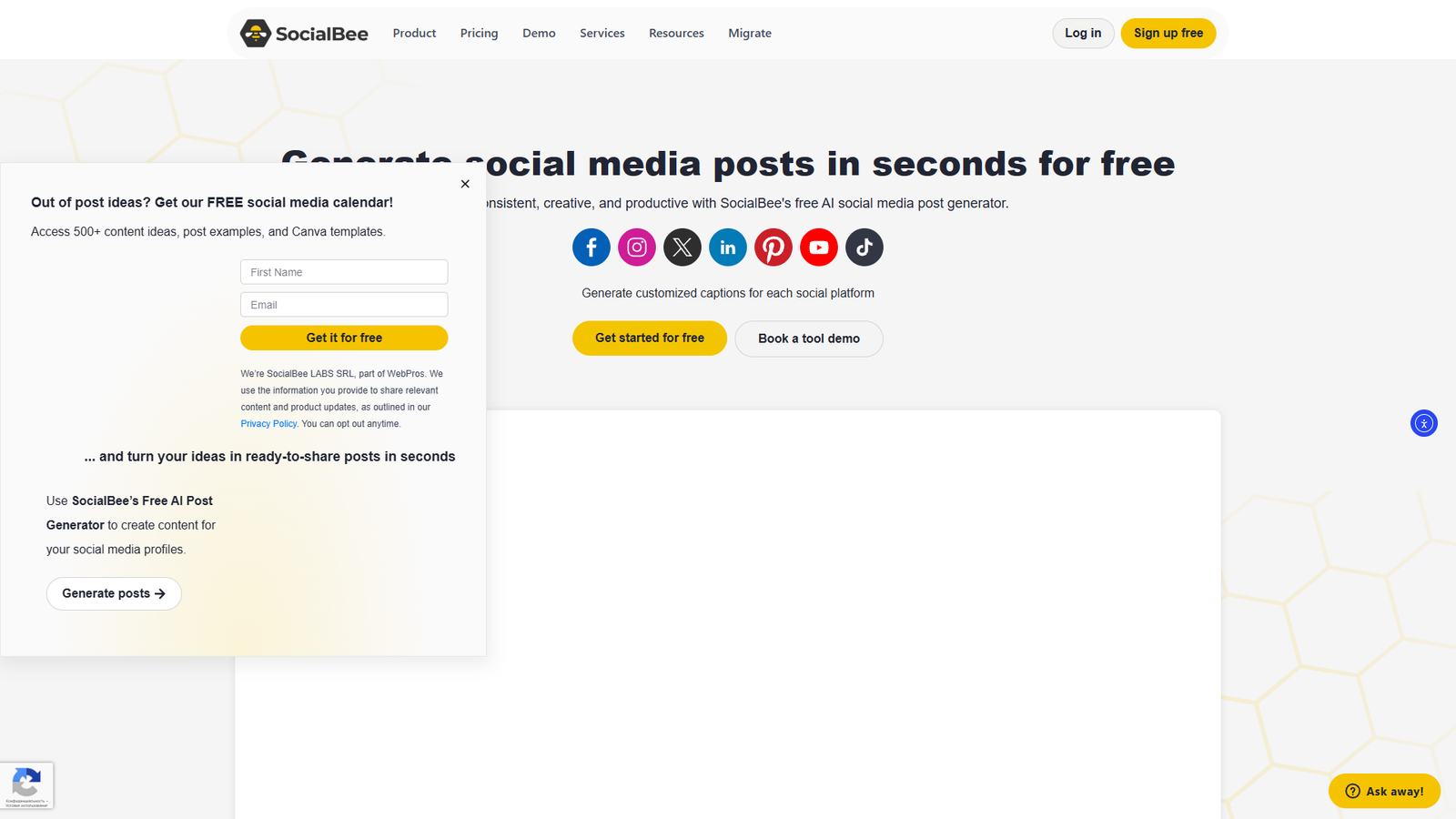 SocialBee AI Social Media Post Generator — интерфейс нейросети SocialBee AI Social Media Post Generator — интерфейс нейросети