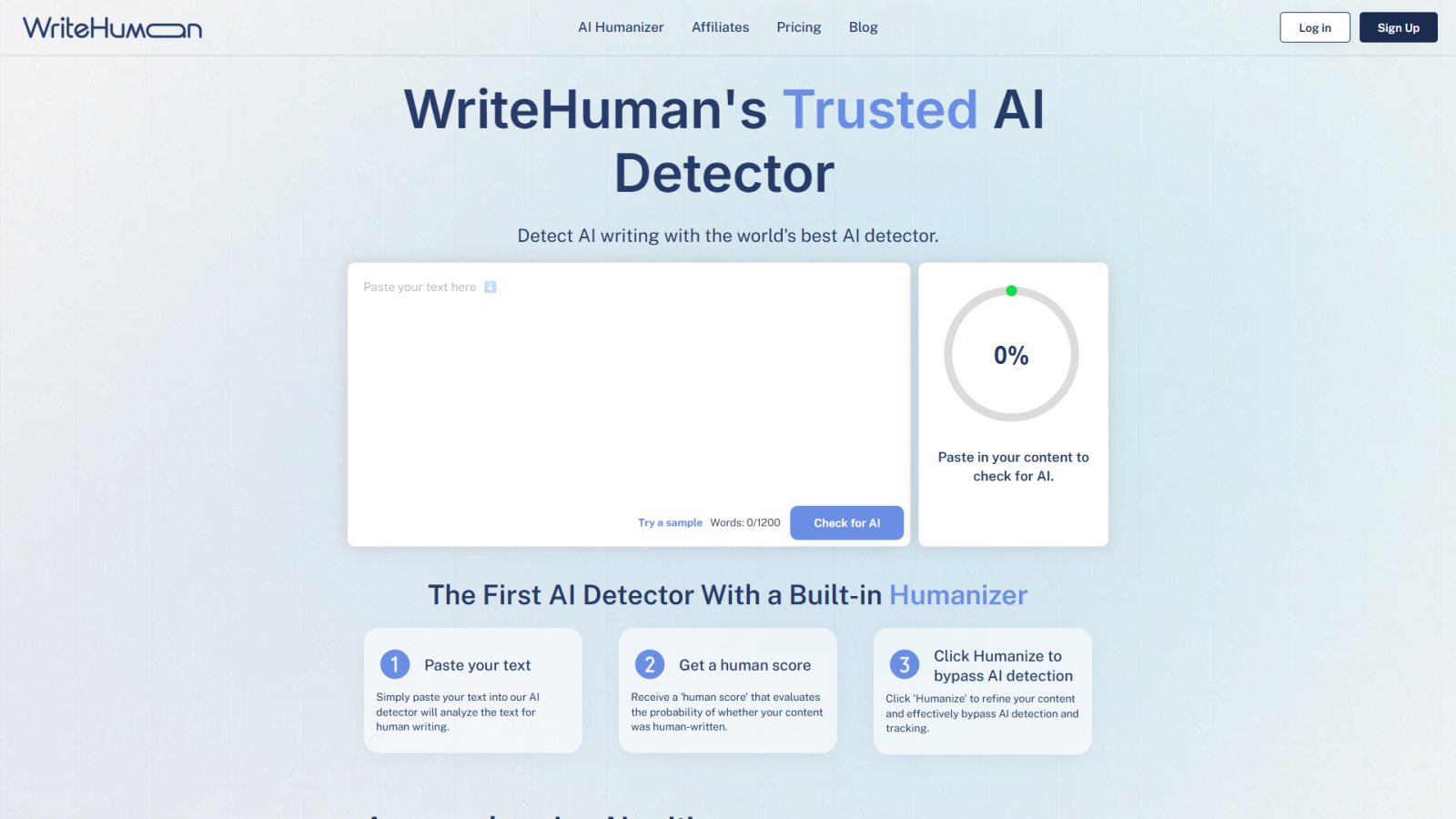 AI Detector нейросеть Главная страница