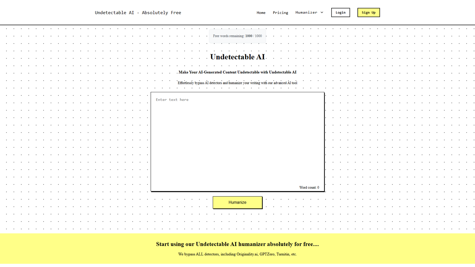 Undetectable AI — интерфейс нейросети Undetectable AI — интерфейс нейросети