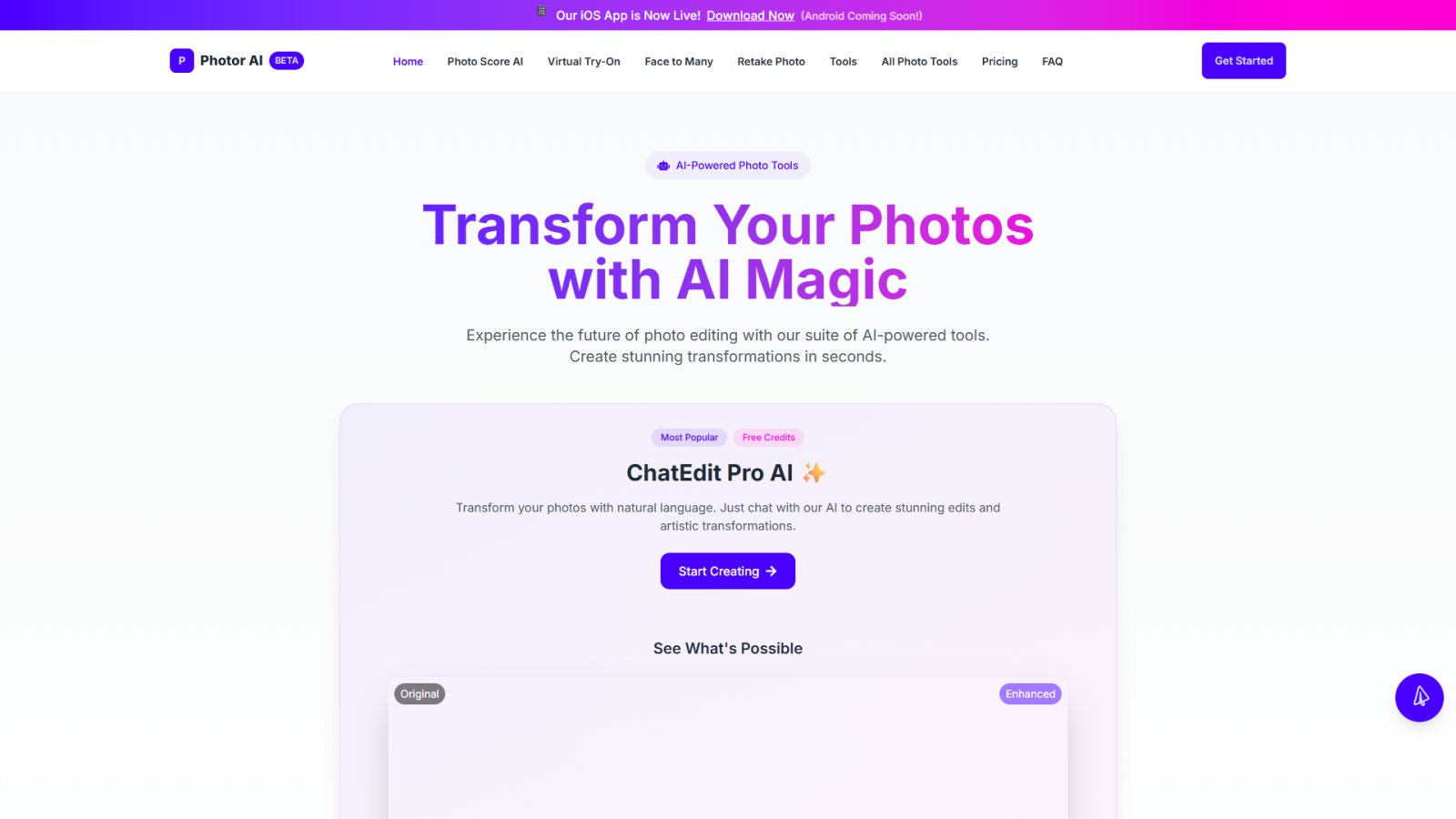 Photor AI нейросеть Главная страница