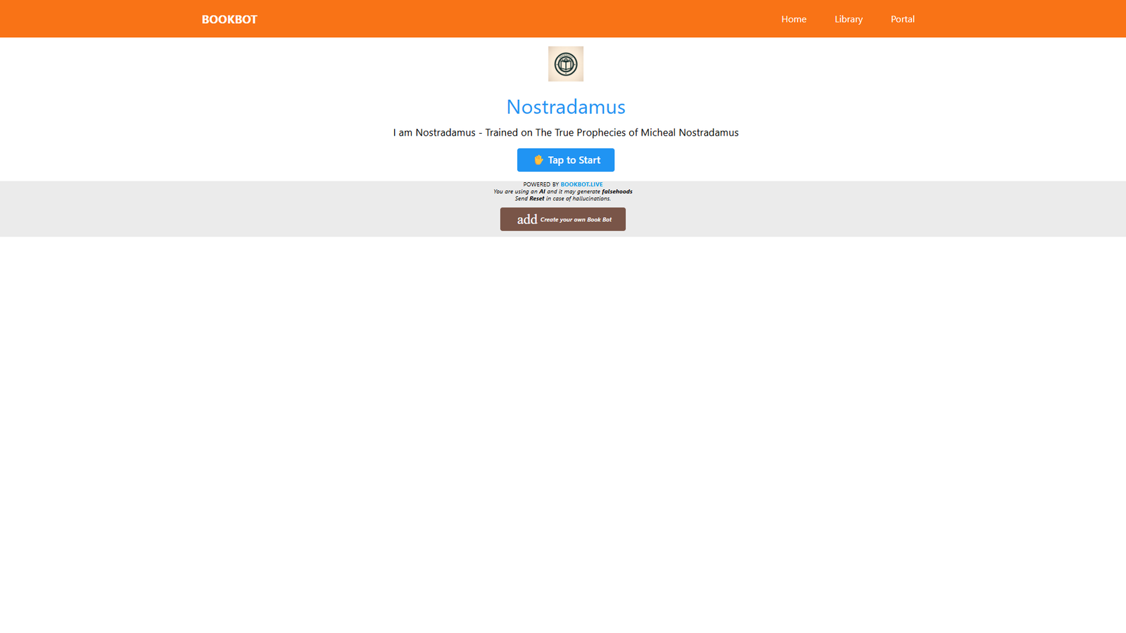 Nostradamus BookBot — интерфейс нейросети Nostradamus BookBot — интерфейс нейросети