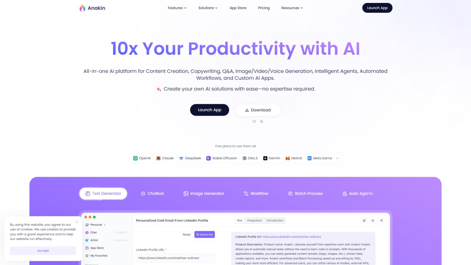 Anakin.ai нейросеть Главная страница