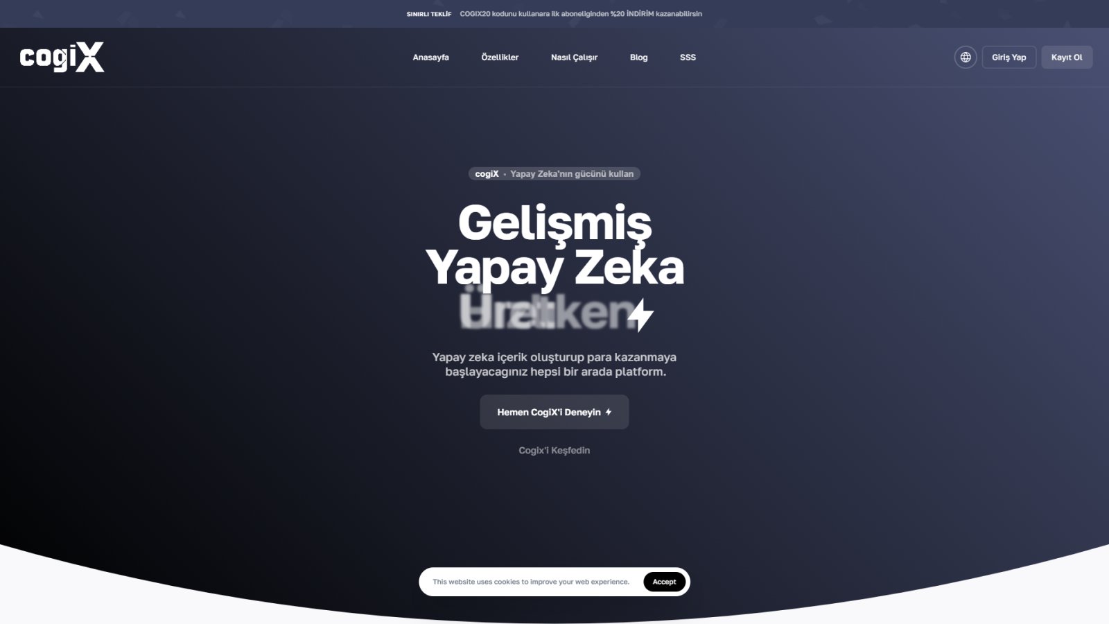 CogiX нейросеть Главная страница
