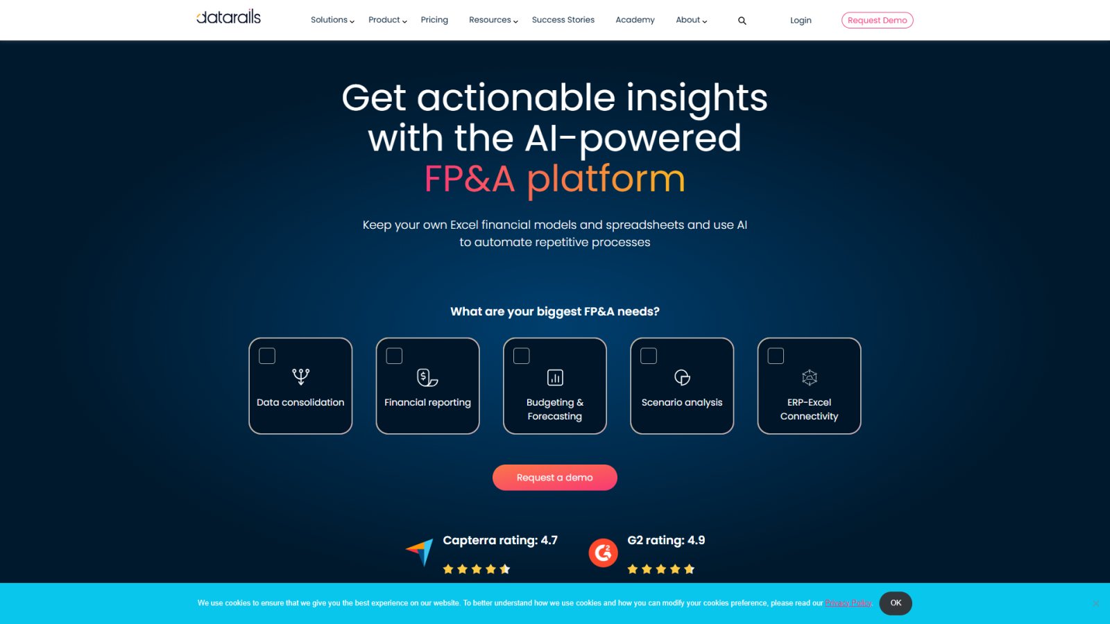 DataRails нейросеть Главная страница
