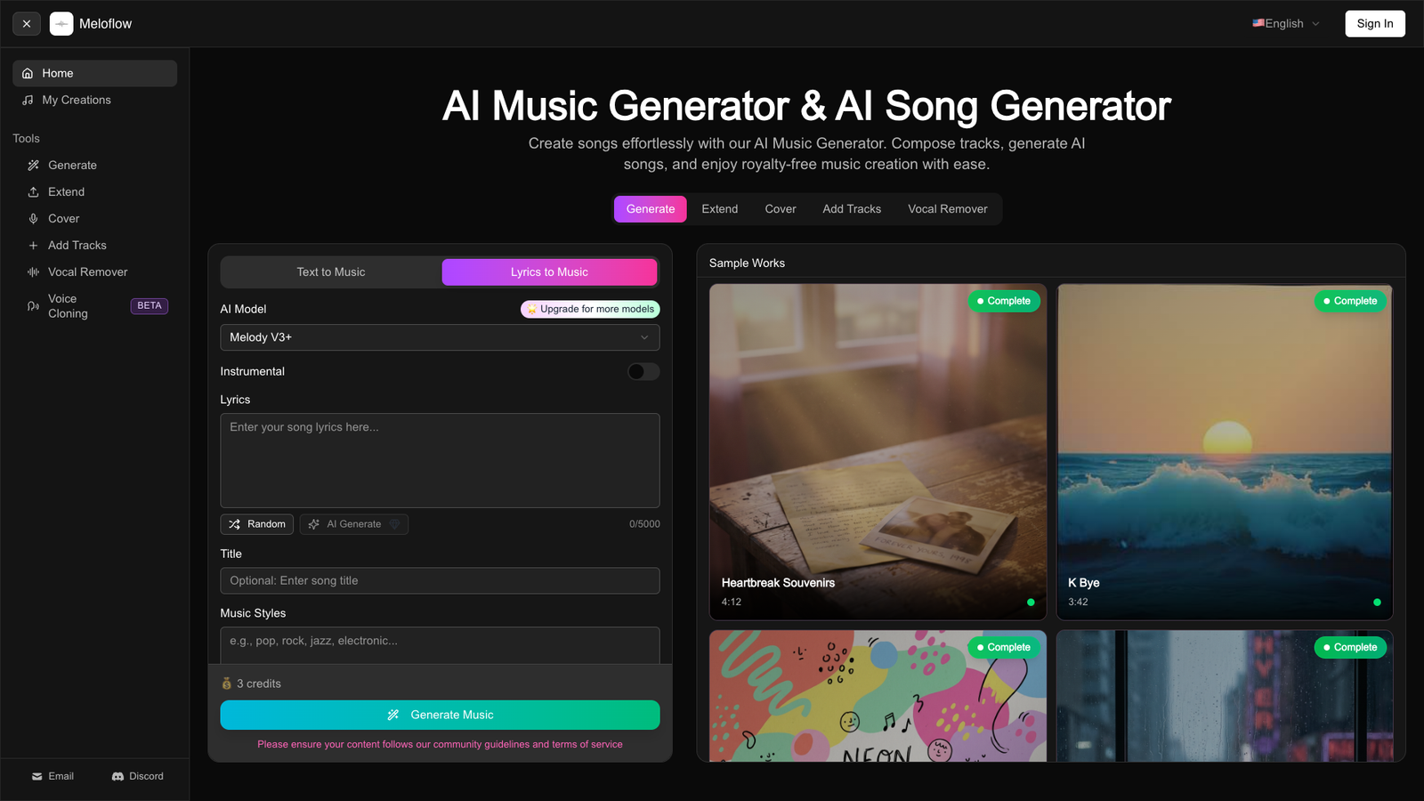 Meloflow — интерфейс нейросети Meloflow — интерфейс нейросети