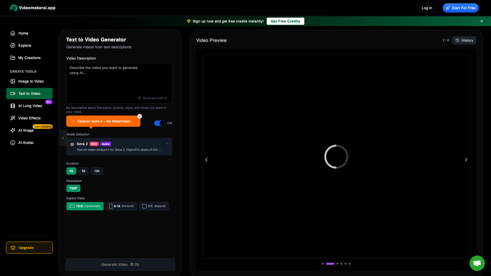 Videomakerai — интерфейс нейросети Videomakerai — интерфейс нейросети