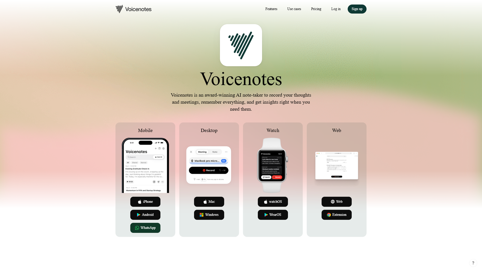 Voicenotes — интерфейс нейросети Voicenotes — интерфейс нейросети